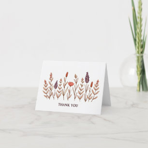 Elegant Boho Wildflower Wedding Thank You Card