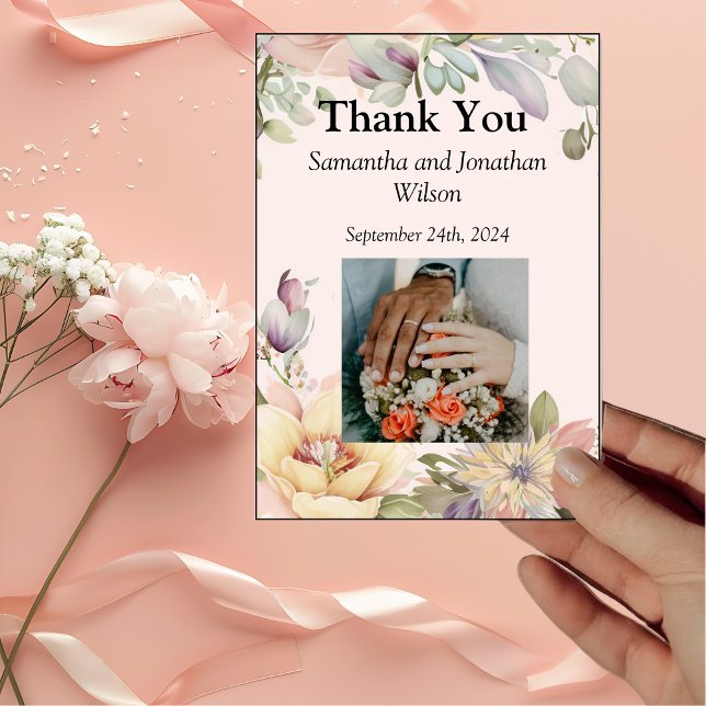 Elegant BOHO Wildflower Wedding Thank You Card (Creator Uploaded)