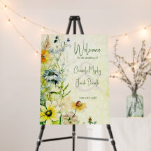 Elegant Boho Wildflower Wedding Welcome Sign