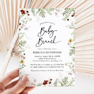Elegant Boho Wildflowers Baby Brunch Invitation
