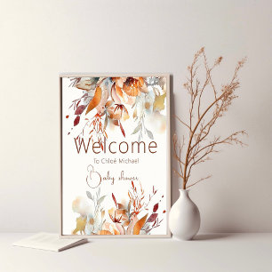 Elegant boho wildflowers baby shower  welcome sign