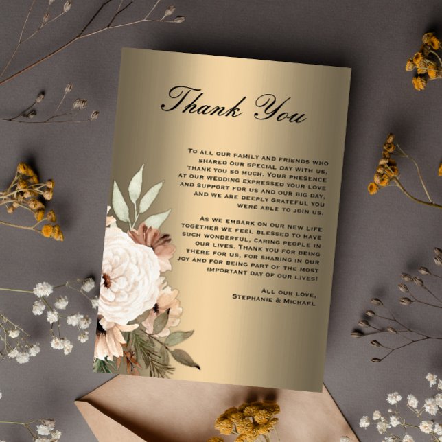 Elegant Boho Wildflowers on Gold Thank You (Creator Uploaded)