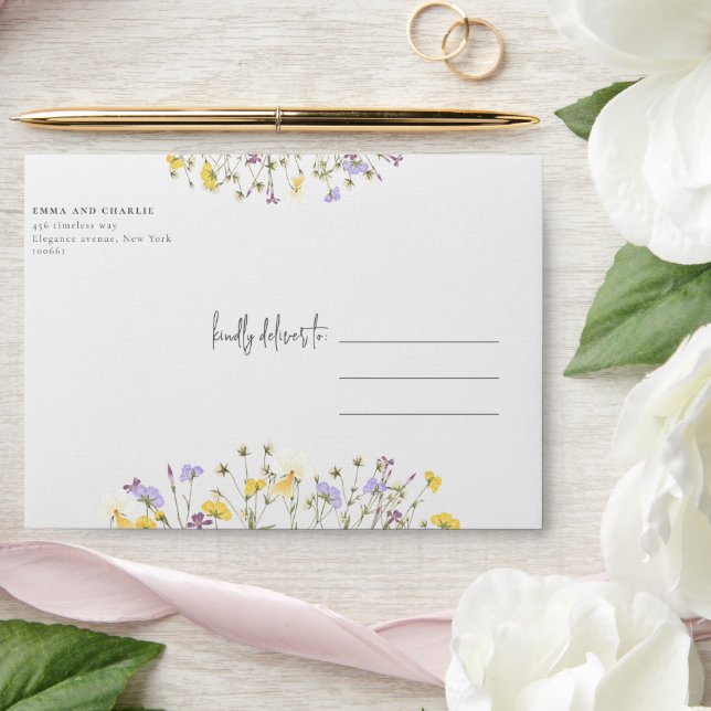 Elegant Boho wildflowers Return Address Wedding Envelope (Wedding)