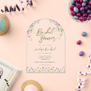 Elegant Boho wildflowers Script bridal shower Acrylic Invitations