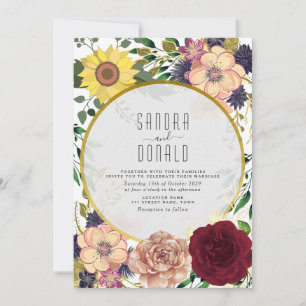 Elegant Boho Wildflowers Wedding Invitation