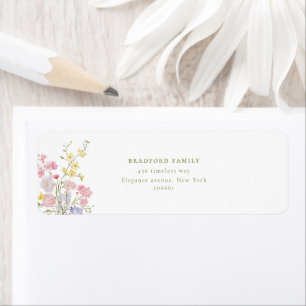 Elegant Boho Wildflowers Wedding Return Address Label