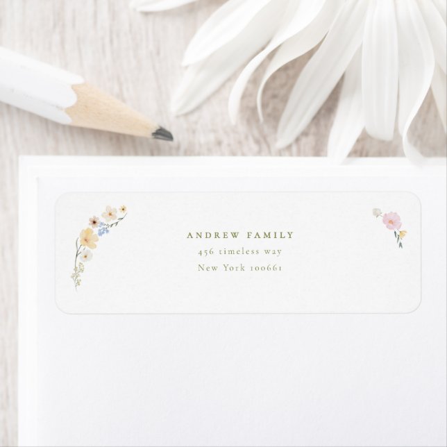 Elegant Boho Wildflowers Wedding  Return Address Label (Insitu)