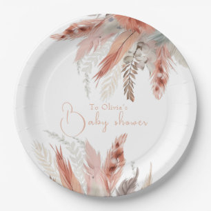 Elegant bohoPampas grass Baby shower Paper Plate
