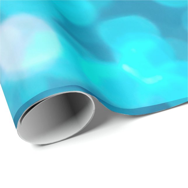 Elegant Bokeh Blue Turquoise Circles Light Pattern Wrapping Paper (Roll Corner)