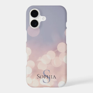 Elegant Bokeh Glitter Purple Pink Monogram Name