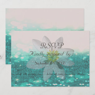 Elegant Bokeh ,Glittery,Daisy Wedding RSVP Card