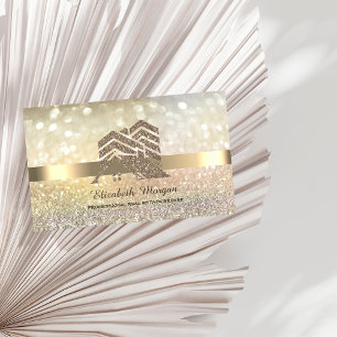 Elegant Bokeh Gold Glitter House Roof  Business Card