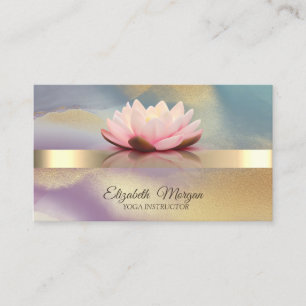 Elegant Bokeh Gold, Lotus Flower  Colourful Yoga  Business Card