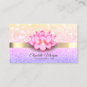 Elegant Bokeh Gold Stripe Lotus Flower  Business Card