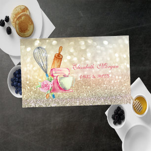 Elegant Bokeh Rolling Pin Whisk,Mixer Business Card