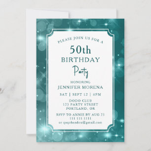 Elegant Bokeh Sparkle 50th Birthday Party Invitation