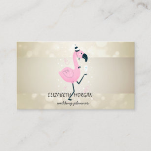 Elegant Bokeh, Stripe,Cool Pink Flamingo  Business Card