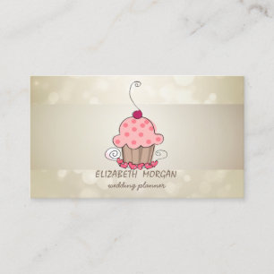 Elegant Bokeh, Stripe,Cupcake Business Card