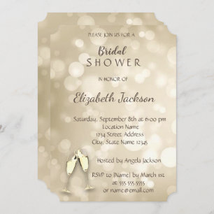Elegant Bokeh Wine Glasses Bridal Shower Invitation