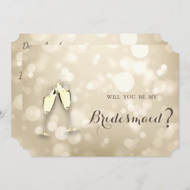 Elegant Bokeh Wine Glasses  Bridesmaid Card (Front/Back)
