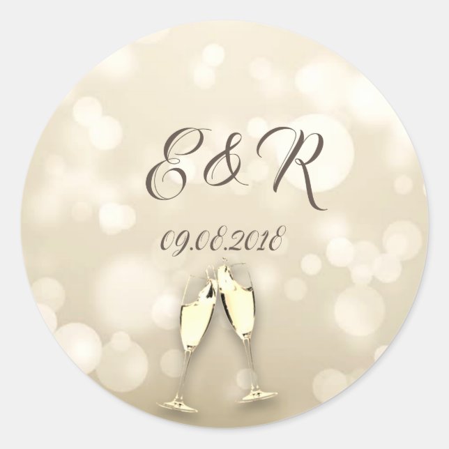 Elegant Bokeh Wine Glasses Classic Round Sticker (Front)