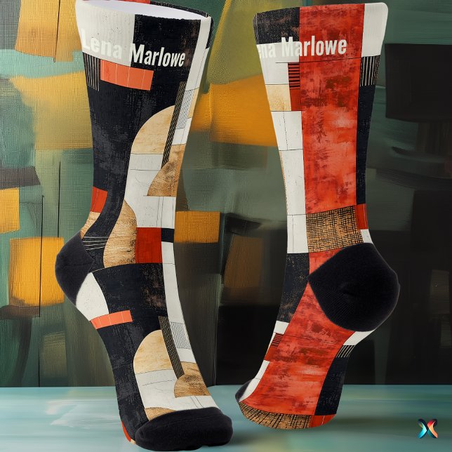 Elegant Bold Abstract Red and Black modern custom Socks (Creator Uploaded)