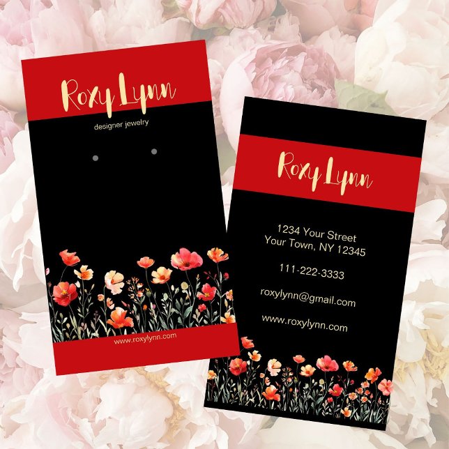 Elegant, Bold Bright Floral Earring Display Holder Business Card (Creator Uploaded)
