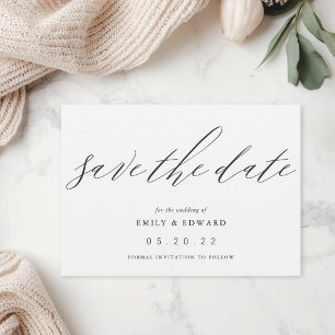 Elegant Bold Calligraphy Non-Photo Wedding Save The Date