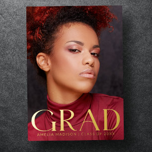 Elegant Bold Classy Grad Photo Announcement Card