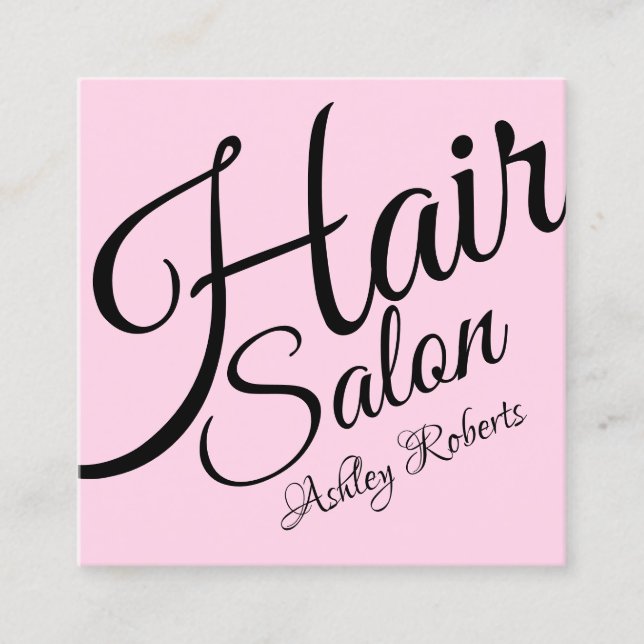 Elegant bold classy text style pink square business card (Front)