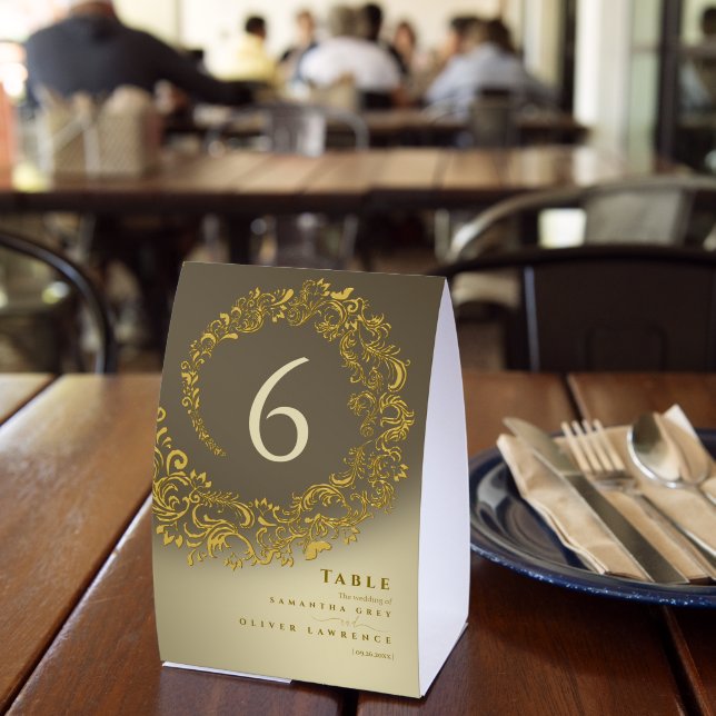 Elegant Bold Colour Damask Wedding Table Number Ca (Insitu(Restaurant))