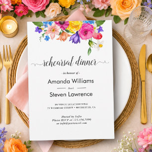 Elegant Bold Colourful Watercolor Floral wedding Invitation