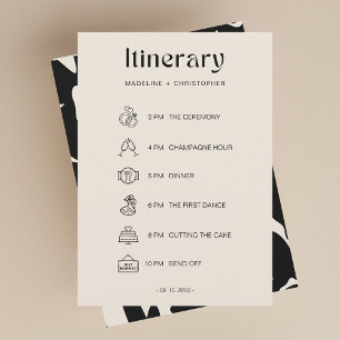 Elegant Bold Floral Wedding Itinerary Timeline