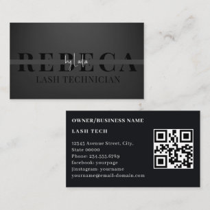 Elegant Bold Lash Tech QR Code Business Card