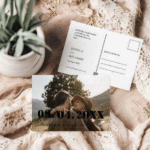 Elegant Bold Letter Photo Wedding Save the date Postcard