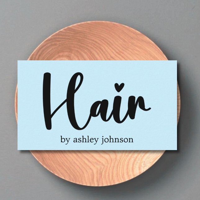 Elegant Bold Light Blue Hair Salon Business Card (Creator Uploaded)
