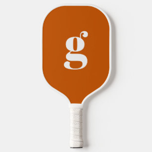 Elegant Bold Monogrammed Initial Burnt Orange  Pickleball Paddle