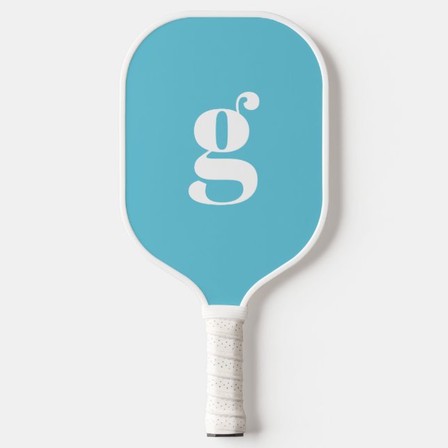 Elegant Bold Monogrammed Initial Medium Turquoise Pickleball Paddle (Front)