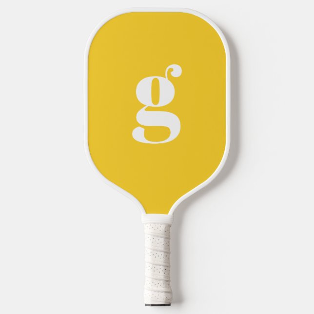 Elegant Bold Monogrammed Initial Tuscany Yellow Pickleball Paddle (Front)