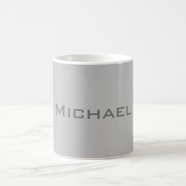 Elegant Bold Retro Grey Your Name Coffee Mug (Center)