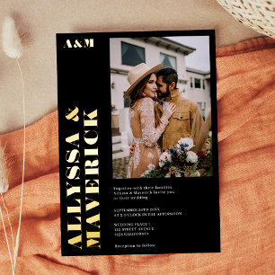 Elegant Bold simple black photo wedding