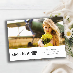 Elegant Bold Typography Graduation Cap Photo Announcement