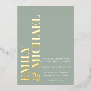 Elegant Bold Typography Sage Green Minimal Wedding