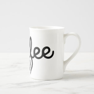 Elegant Bone China Coffee Mug - Minimalist Script 