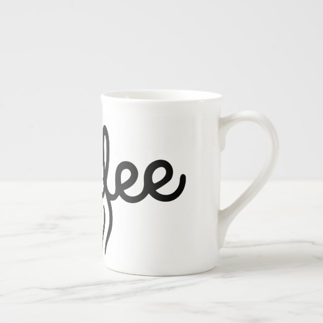 Elegant Bone China Coffee Mug - Minimalist Script  (Right)