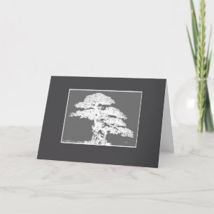 elegant Bonsai tree art grey and white blank  Card