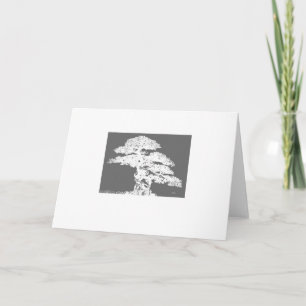 elegant Bonsai tree art grey and white Card