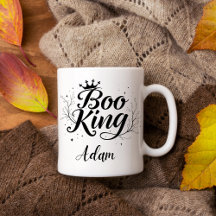 Elegant "Boo King" Name Halloween Black and White 