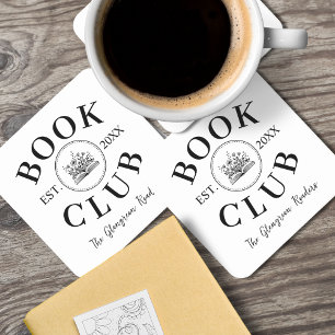 Elegant Book Club Members Personalised Gift Square Paper Coaster