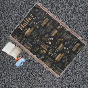 Elegant Book Design - Dark Academia - Vintage Book Throw Blanket